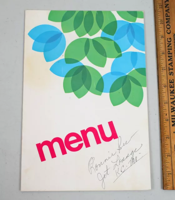 Vintage Restaurant Menu Jet Lounge Kansas City Airport Coca Cola