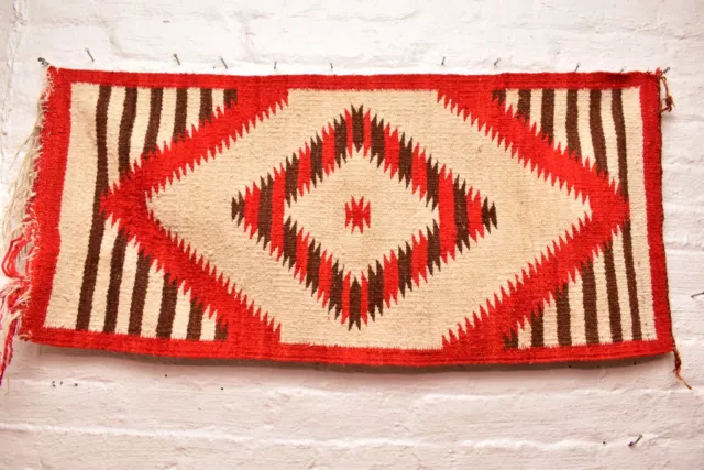 Antique Moki Navajo Rug Textile Native American Indian 38x17 Weaving Vintage