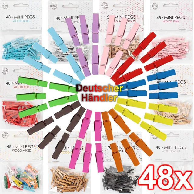 48 mini abrazaderas abrazaderas de ropa mini abrazaderas madera 25 mm decoración manualidades muchos colores