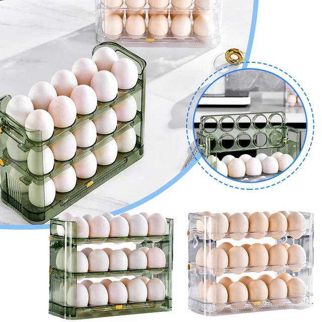 Caja de almacenamiento de huevos de múltiples capas apilable de gran capacidad para nevera doméstica