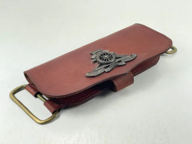 Vintage 1984 US Army Horizontal Belt Brown Leather Bi-Fold Wallet England