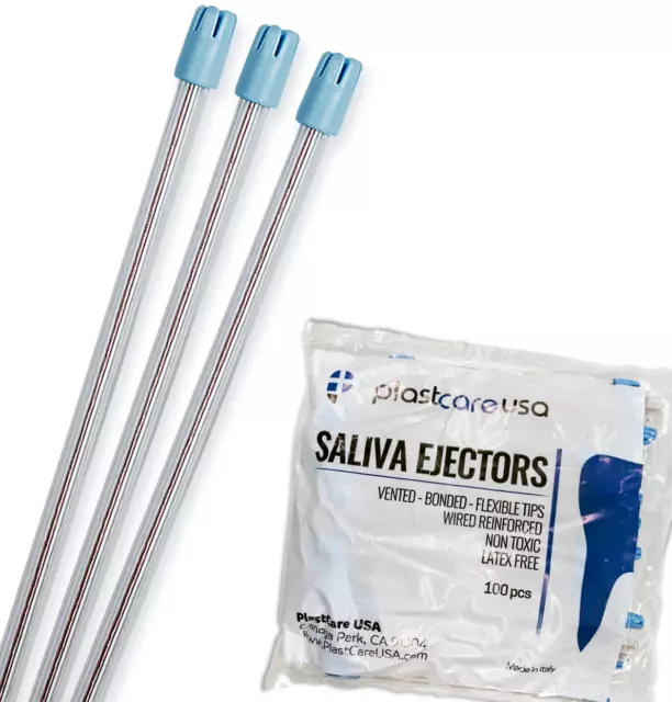 1000 (10 Bags) Saliva Ejectors Ejector CLEAR/BLUE Dental Suction Tips Disposable