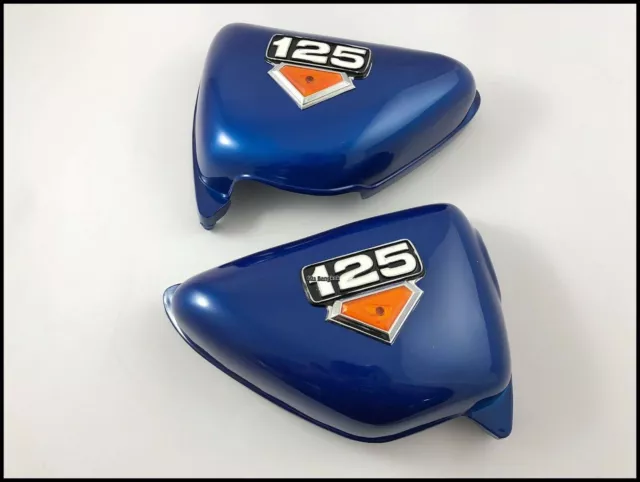 Honda CB125 CB125S CD125S 1976-82 Blue Side Cover Pair , Left & Right + emblem 2