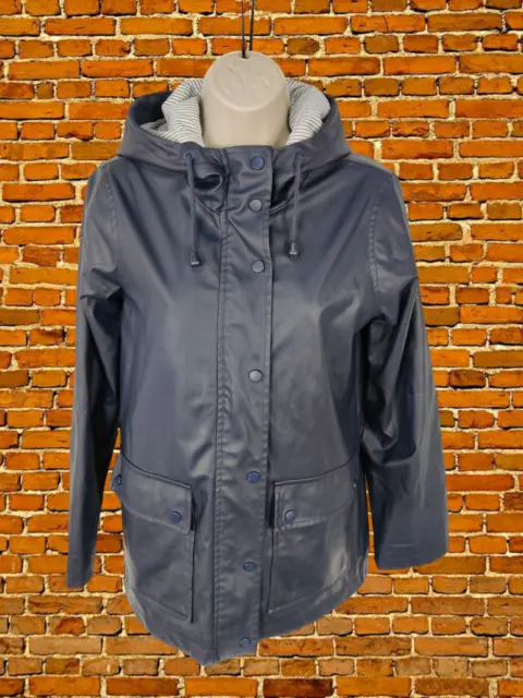 Womens Topshop Size Uk 6 Navy Blue Waterproof Rain Light Jacket Coat Spring Hood