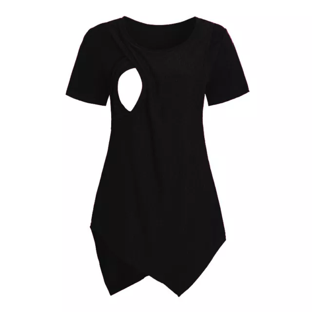 Maternity Top T-Shirt Irregular Round Neck Short Sleeve Breastfeeding Fashion