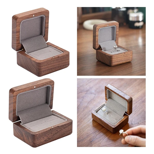 YZROHYI Porta Anelli Matrimonio Legno,Scatolina Porta Fedi Nuziali,Scatola Portafedi con Interno In Velluto,Scatola Anello Fidanzamento Piccola,Astucci per Gioielli per Proposta Cerimonia di Nozze
