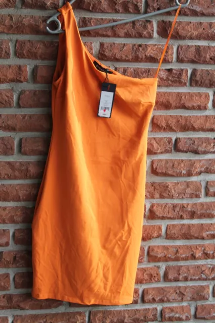 One Shoulder Mini Kleid Gr.34 XS Orange Dynamite elegant fließend Cocktail NEU