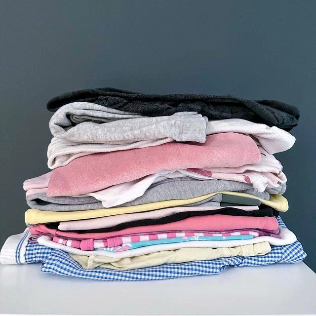 18 Piece Girls Clothes Clothing Bundle Tops Dress Trousers Shorts Age 7-8 years