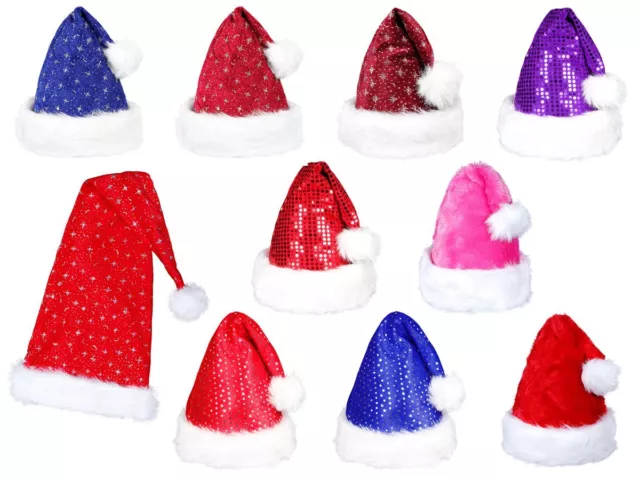 Cappello Babbo Natale peluche cappellino taglia unica per adulti colore diversi