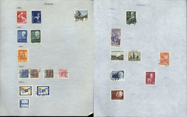 Sweden 1966-1967, 2 Album Pages Of Stamps #V33097
