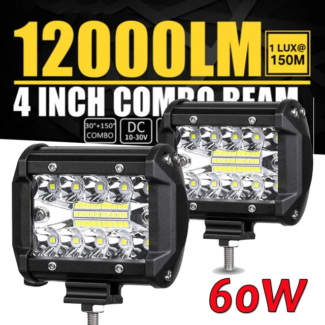 2X 60W LED Arbeitsscheinwerfer Offroad Scheinwerfer JEEP Bagger SUV 12V 6000K DE