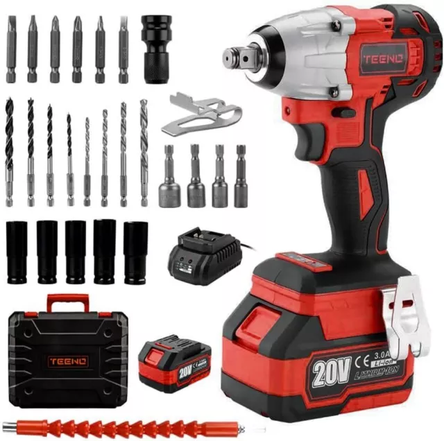 TEENO Brushless Avvitatore a Impulsi a Batteria Con adattatore, Avvitatori a Mas