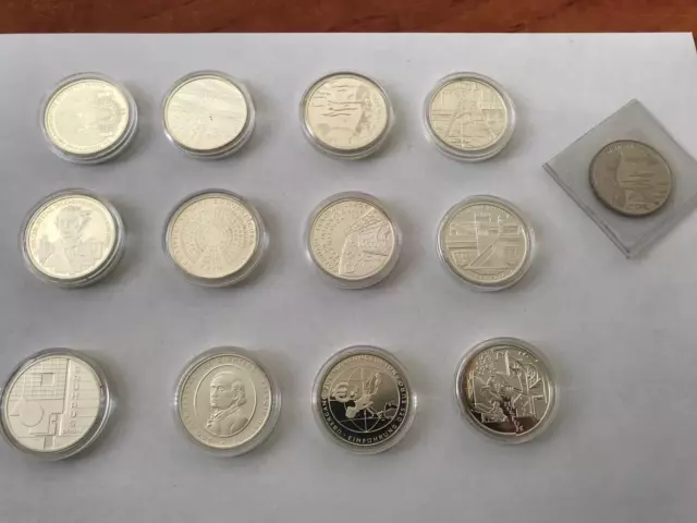 10 Euro Gedenkmünzen 13 Stück / Silber