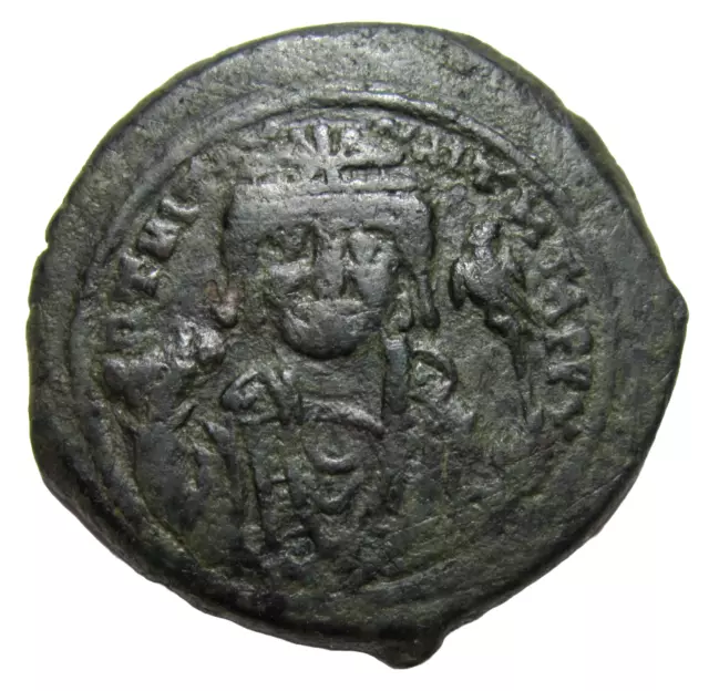 Byzantine. Tiberius Ii Constantine, 578- 582 Ad. Bronze Follis. Antioch Mint.