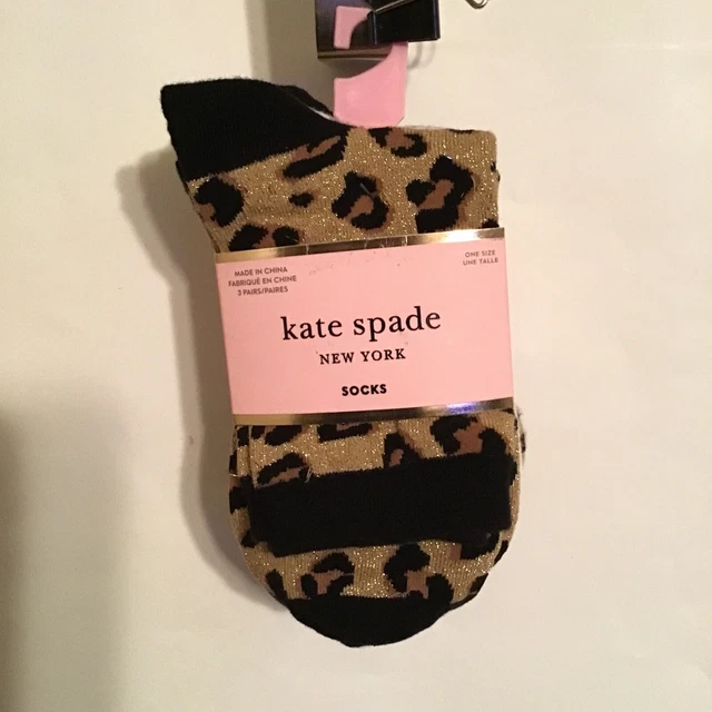 Kate Spade New York Crew Camel Socks Womens One Size Leopard Stripe Solid New Kate Spade New York Crew Camel Socks Womens One Size Leopard Stripe Solid New