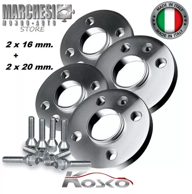 KIT 4 DISTANZIALI RUOTE 16+20 mm. FIAT 500 DAL 2007 IN POI CON BULLONI