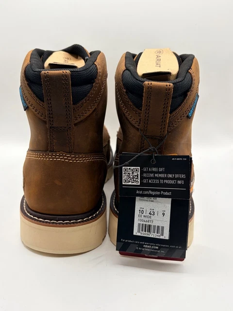 ARIAT WORK REBAR Lift 6 H2O Waterproof Work Boots Distressed Brown Size ...