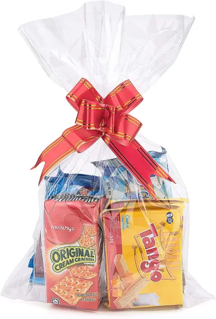 Clear Basket Bags 25 Pack Large Cellophane Wrap for Baskets and Gifts, 12X18 Inc