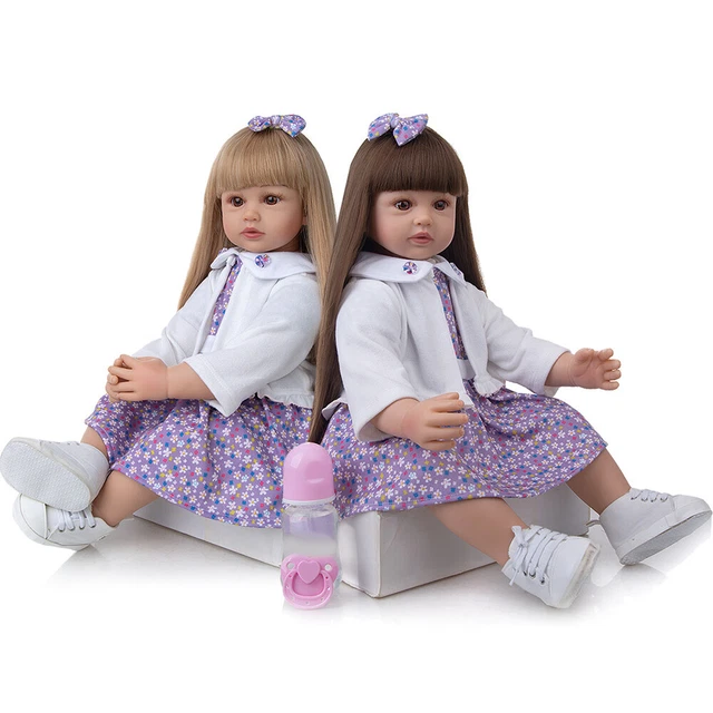 24inch Reborn Doll With Long Hair Cloth Body Clothes Realistic 60cm Girl Dolls