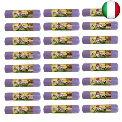 CSC - Sacchetti Spazzatura 110L con Laccetti, 240 Pz, Sacchi Spazzatura Grandi