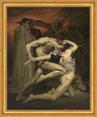 Dante and Virgile William Adolphe Bouguereau Kampf Inferno B A3 03458 Gerahmt