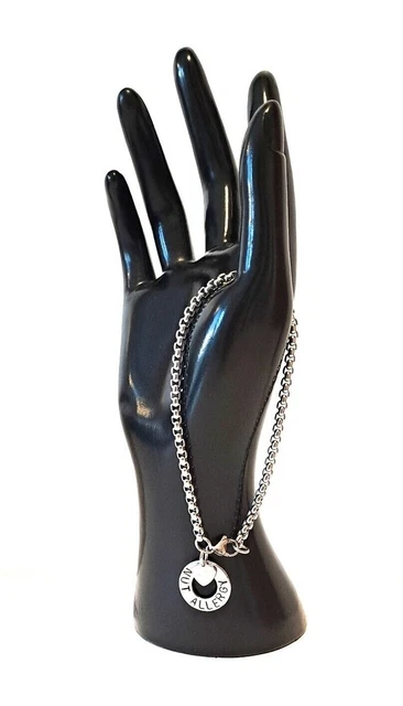 Brazalete de alerta médica SOS fuerte caja de acero inoxidable cadena y disco médico 9" XL