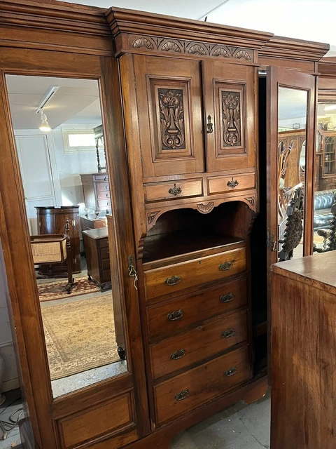 Victorian Walnut Combination Wardrobe