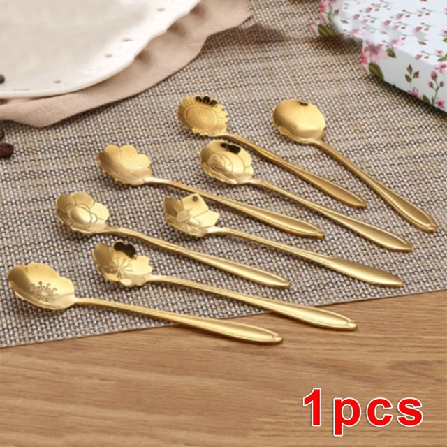 Cucharas de postre para helado de acero inoxidable en forma de flor