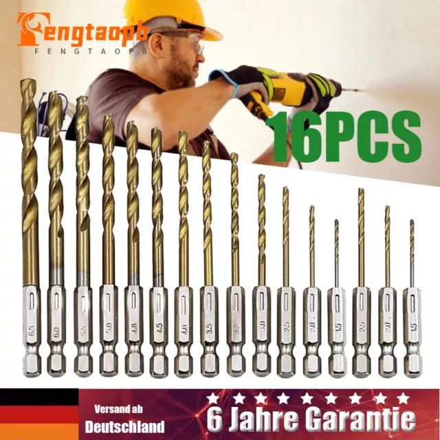 1/4" Sechskantschaft Bohrer Set für Akkuschrauber Weichmetall Holz Kunststoff DE