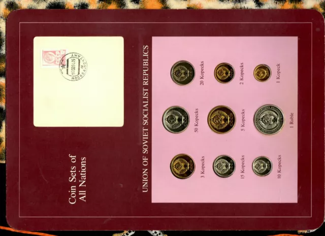 Coin Sets of All Nations USSR Russia UNC w/card 1978 but 20,2,1 Kopecks 1979