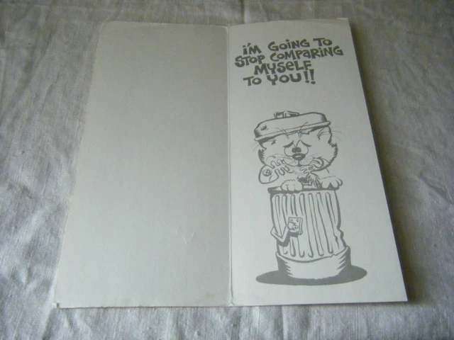 Vintage Comic Greetings Card, Happy Birthday, Cat on Bin, 1970's/80's 2