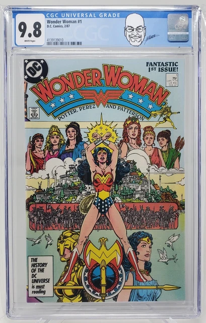 Wonder Woman #1 - Cgc 9.8 - Wp - Nm/Mt - George Perez Custom Label 1987