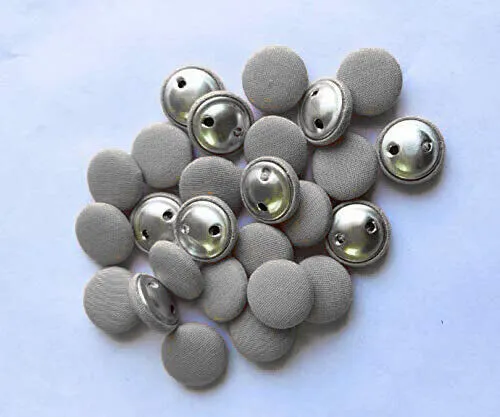 Botones de costura de Metal cubiertos de tela gris, lote de botones de...