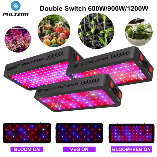 PHLIZON 600W 900W 1200W LED Grow Lights Full Spectrum Indoor Plants Lamp HID HP