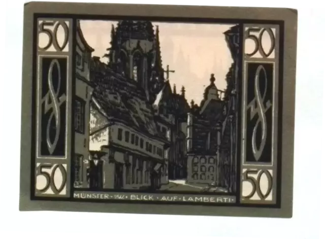 1921 Germany MUNSTER 50 Phennig Banknote / Notgeld