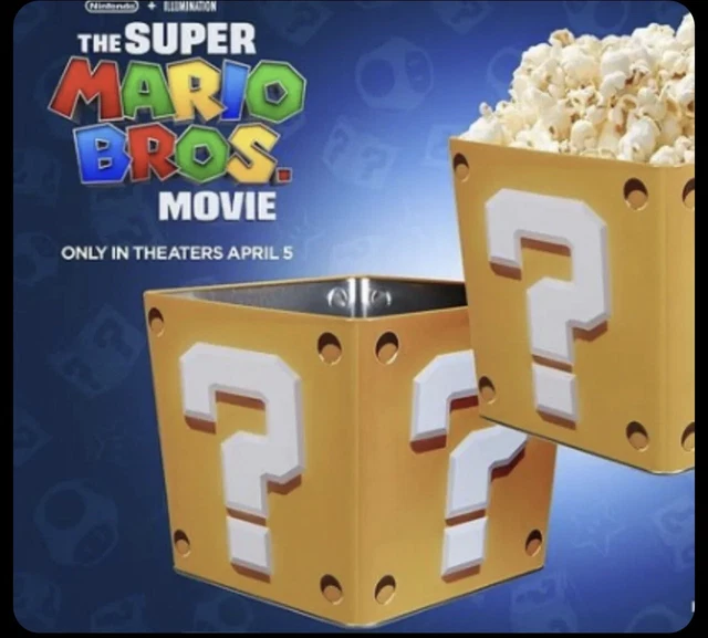 SUPER MARIO BROS Movie Question Block Popcorn Bucket Tin AMC Theaters
