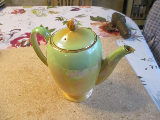 Old Royal Winton Grimwades England Lustreware Coffee Pot Yellow Green Excellent