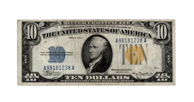 1934 A $10 North Africa WWII Emergency Issue Silver Certificate - VF