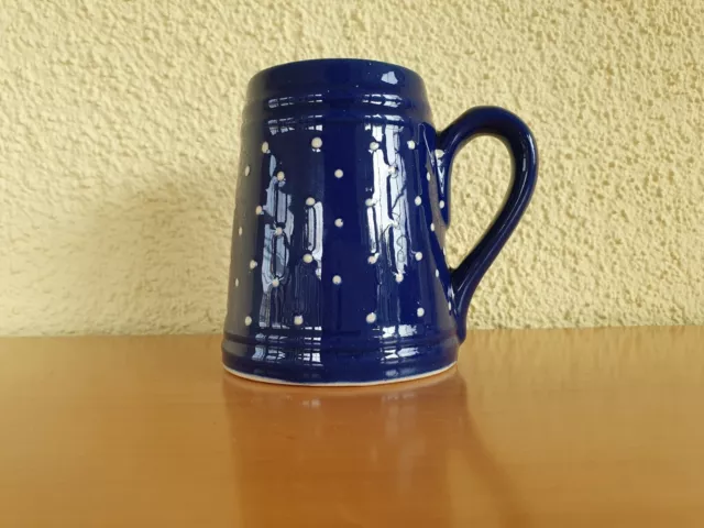 Kleiner Bierkrug Humpen Bembel Keramik H 10 cm blau-weiß