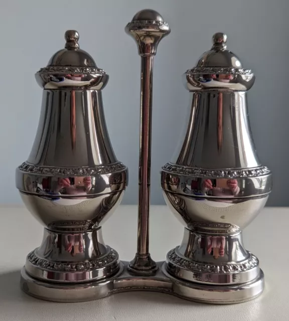 Ianthe  Silver Plate Salt And Pepper Pots With Stand