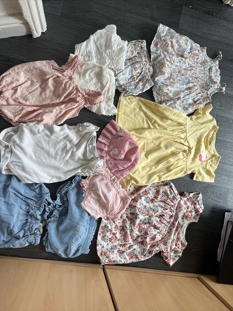 Bundle Of Baby Girls Clothes Age 9-12 Months Dresses Play suits Shorts Vests