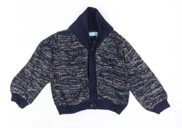 Little Rebel Boys Blue Cotton Cardigan Jumper Size 18-24 Months