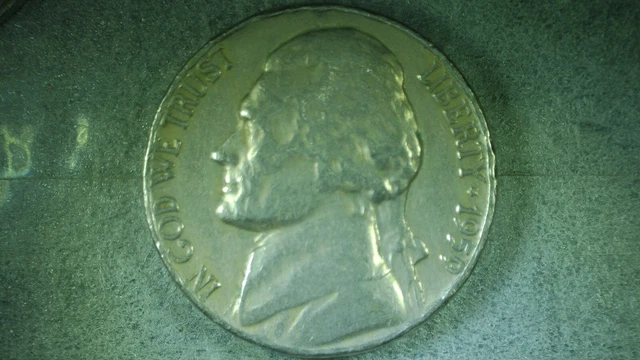 1959-D Thomas Jefferson Nickel, 5 Cents. Double Die Mint Mark.#3.