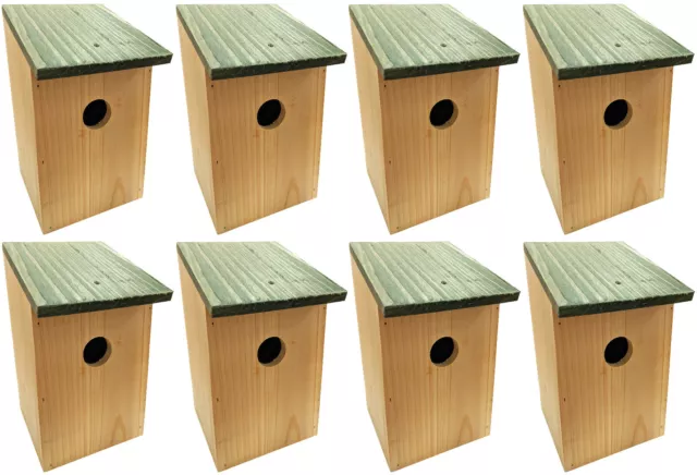 8 x Premium Wild Bird Nest Box Sparrow Blue Tit Etc Wooden Garden Nesting Houses