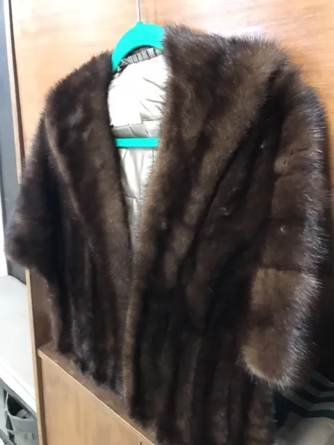 Womens genuine Fur Stole Luxury Brown Real Fur Wrap Bridal Shawl Coat Jacket
