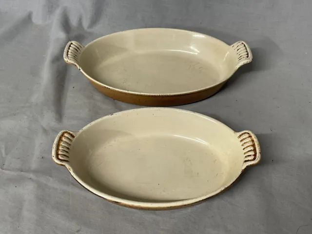 Le Creuset Brown Enamelled Cast Iron Oval oven Dish X2 ( No 20 & 24 )