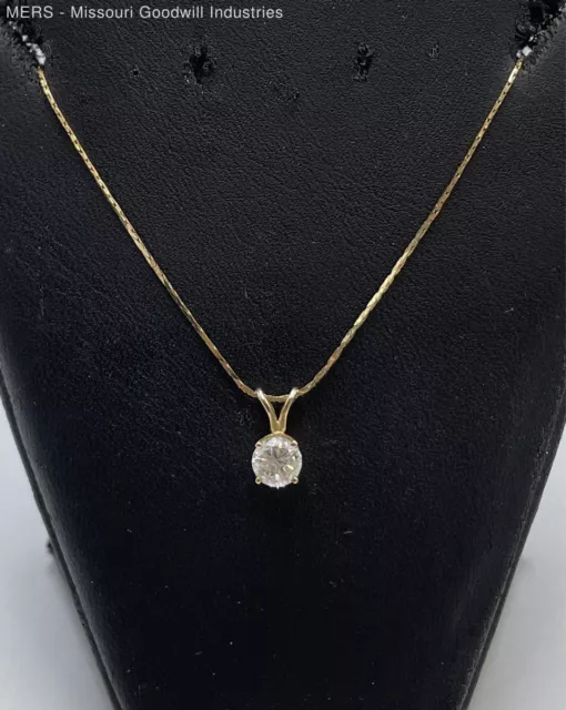 18" 14K Yellow Gold Diamond Necklace - 1.58 Grams