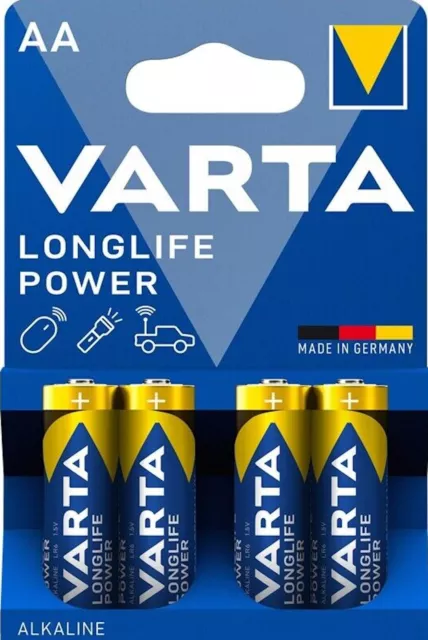 400x (100x 4er Bl.) Batería alcalina linda Varta Longlife Power AA 4906 1,5V