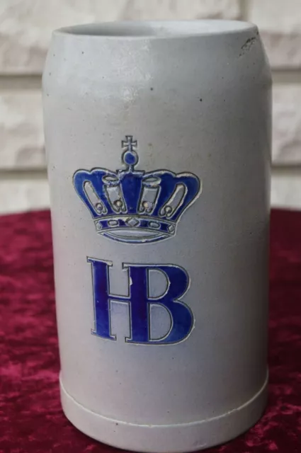 Schöner,sehr alter  Bierkrug / Maßkrug von HB ,1 Liter