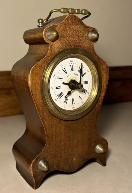 Rare German French Pendulette Desk Dresser Boudoir Alarm Mantel Table Clock D.H.